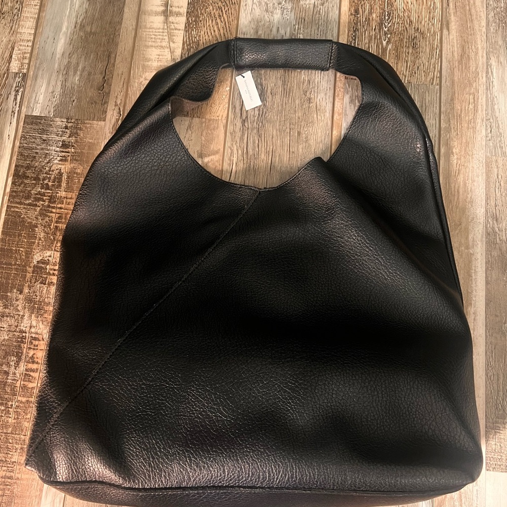 Banana Republic Black Vegan Leather hobo slouchy Bag